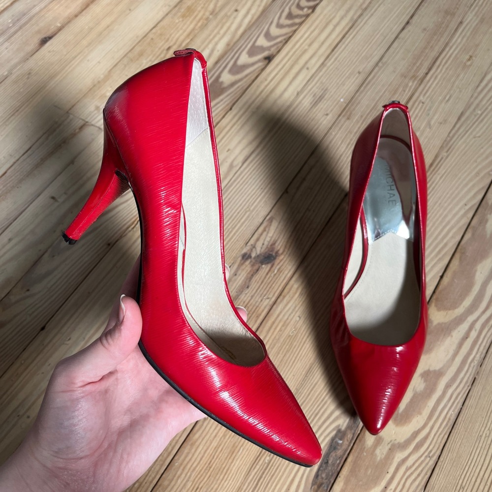 Michael Kors Pointed Toe Pumps Womens 8.5M Red Textured Stiletto Heels
